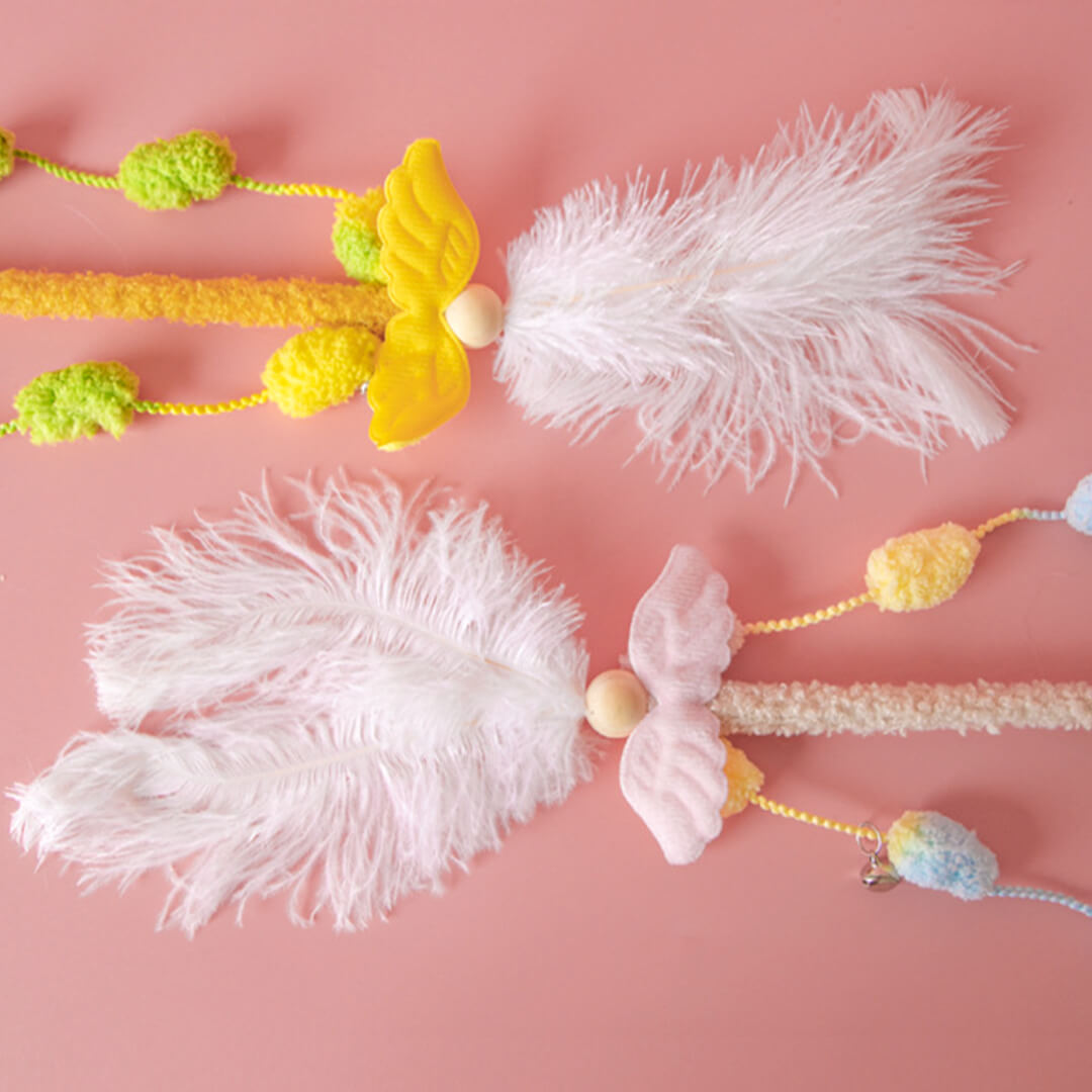 Angel Wings Feather Cat Wand Toys | Toys for Kittens & Cats | MissyMoMo
