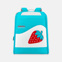 Load image into Gallery viewer, Arkika Travel Cat Backpack in Blue With Strawberry Design | MissyMoMo
