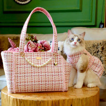 Load image into Gallery viewer, Cat Sitting Next to Pink Arkika Cat Shoulder Bag | MissyMoMo
