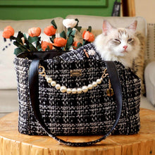 Load image into Gallery viewer, Cat Relaxing in Black Arkika Cat Shoulder Bag | MissyMoMo
