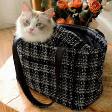 Load image into Gallery viewer, Cat Relaxing in Black Arkika Cat Shoulder Bag | MissyMoMo
