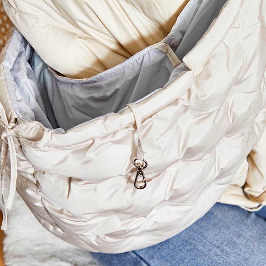 Person Wearing Beige Arkika Cat Sling Bag | MissyMoMo