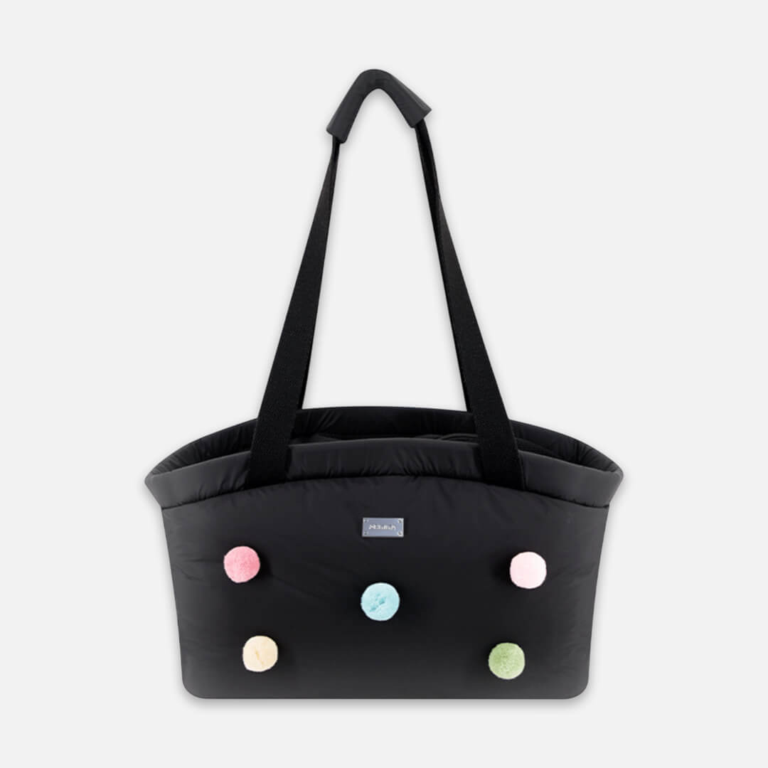 Arkika Pompom Cat Carrier | Black Shoulder Bag | MissyMoMo