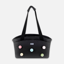 Load image into Gallery viewer, Arkika Pompom Cat Carrier | Black Shoulder Bag | MissyMoMo
