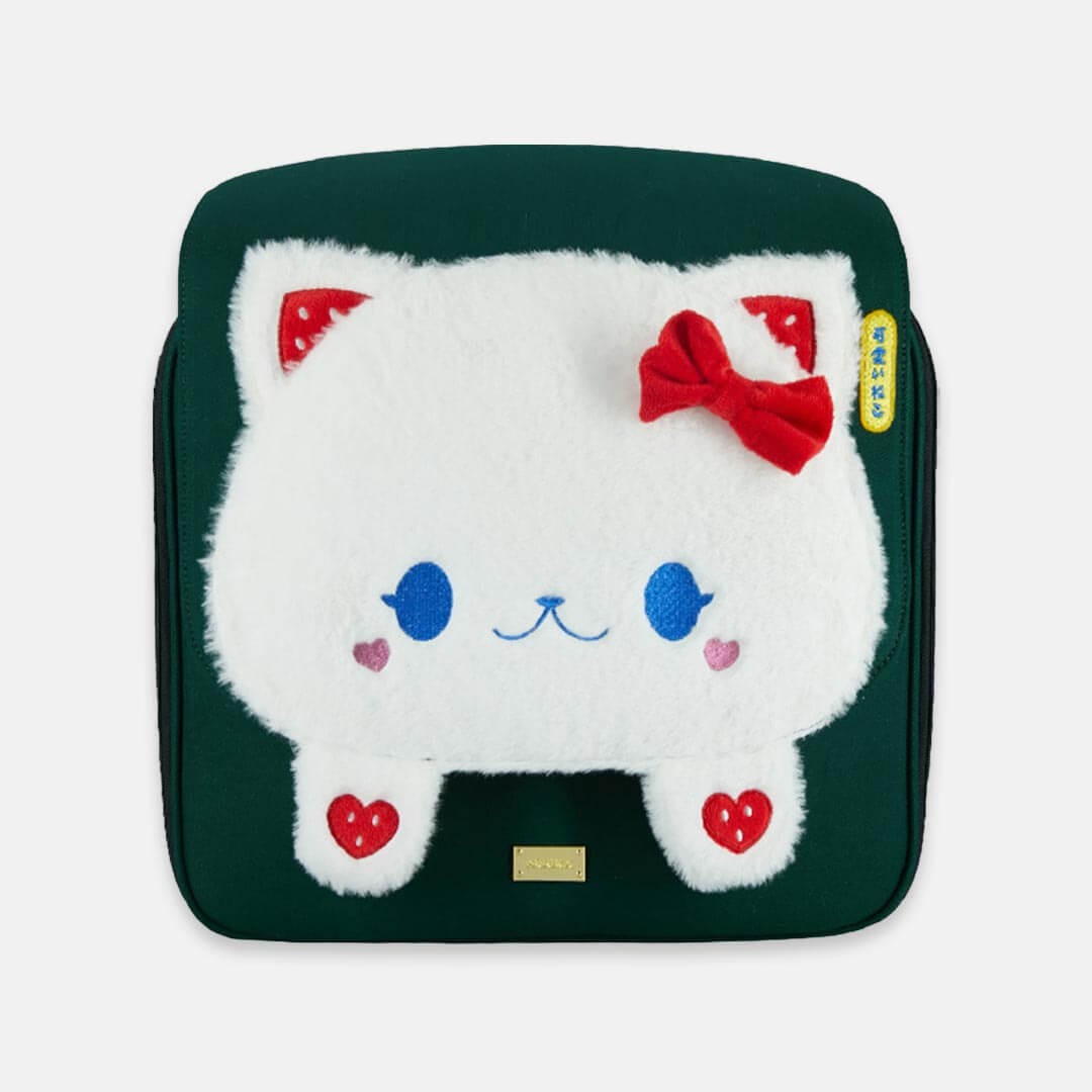Arkika Whiskers Wonders Cat Backpack in Green With Embroidered Kitty | MissyMoMo