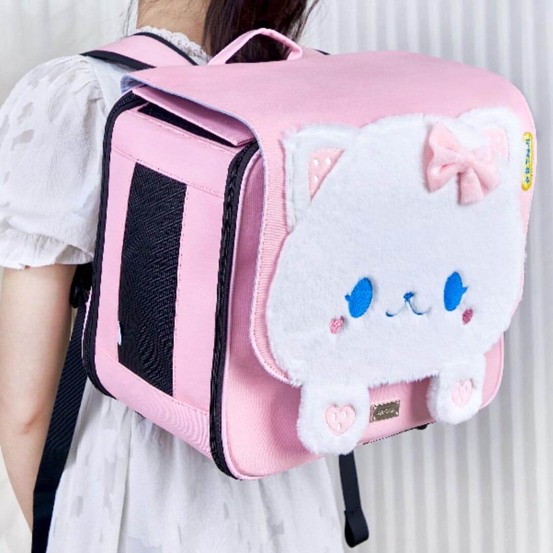 Arkika Whiskers Wonders Pink Cat Backpack | MissyMoMo
