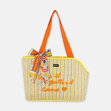 Load image into Gallery viewer, Arkika Woven Cat Carrier With Orange Handles and Printed Scarf | MissyMoMo
