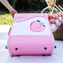 Load image into Gallery viewer, Bottom View of Pink Arkika Travel Cat Backpack With Peach Design | MissyMoMo
