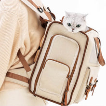 Load image into Gallery viewer, Carrying Cat with Stylish Beige Cat Backpack | MissyMoMo
