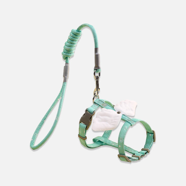 Celeste Green H-Style Cat Harness & Leash for Walking | MissyMoMo