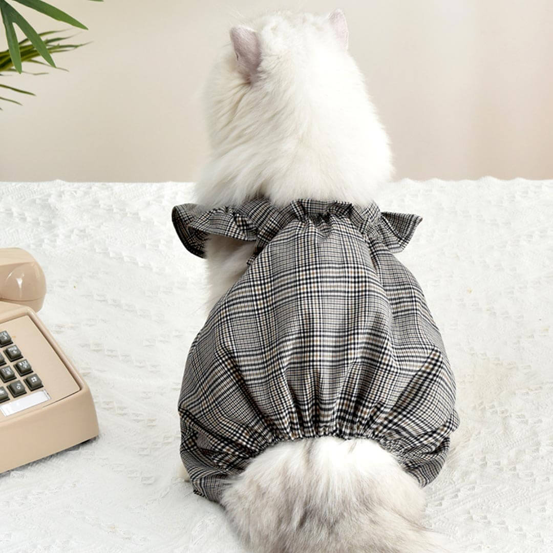 Checkers Cat Dungarees | Cat Clothes | Pet Clothes | MissyMoMo
