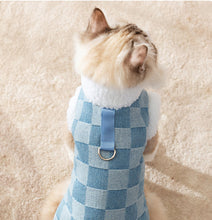 Load image into Gallery viewer, Cat in Blue Checkered Fleece Jacket | MissyMoMo
