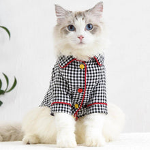 Load image into Gallery viewer, Checkers Cat Lounge Shirt | Cat with Clothes | Pajamas for Cats | MissyMoMo
