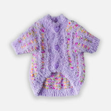 Load image into Gallery viewer, Purple Fuzzy Cat Cardigan with Heart Buttons | Cute Cat Sweater | MissyMoMo
