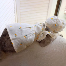 Load image into Gallery viewer, Cat in Yellow Cherry Print Hat &amp; Dress | MissyMoMo
