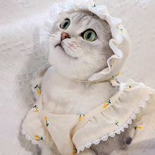 Load image into Gallery viewer, Cat in Yellow Cherry Print Hat &amp; Dress | MissyMoMo
