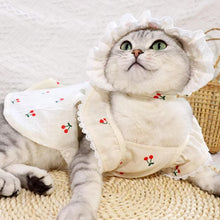 Load image into Gallery viewer, Cat in Red Cherry Print Hat &amp; Dress | MissyMoMo
