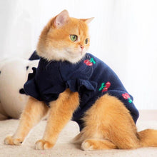 Load image into Gallery viewer, Cat in Navy Cherry Print Sweater | MissyMoMo

