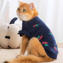 Load image into Gallery viewer, Cat in Navy Cherry Print Sweater | MissyMoMo
