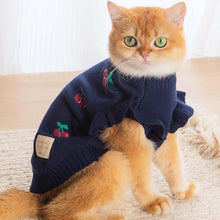 Load image into Gallery viewer, Cat in Navy Cherry Print Sweater | MissyMoMo
