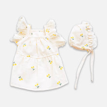 Load image into Gallery viewer, Yellow Cherry Print Dress &amp; Hat for Cats &amp; Kittens | MissyMoMo
