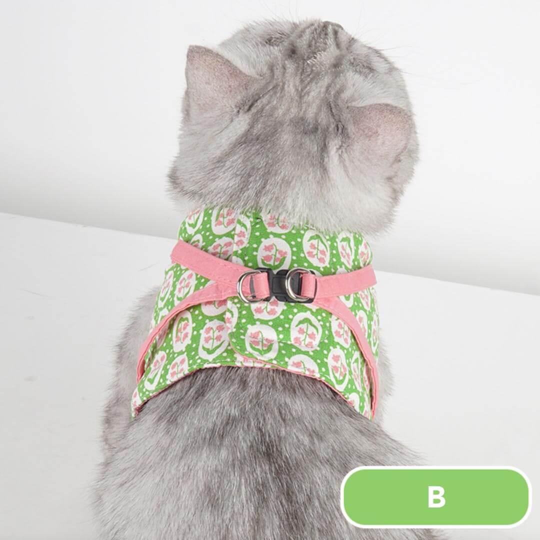 Fleur Cat Harness Fabric and Buckle | MissyMoMo