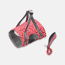 Load image into Gallery viewer, Red Fuku Cat Harness &amp; Leash Set in Seamless Waves Pattern | MissyMoMo
