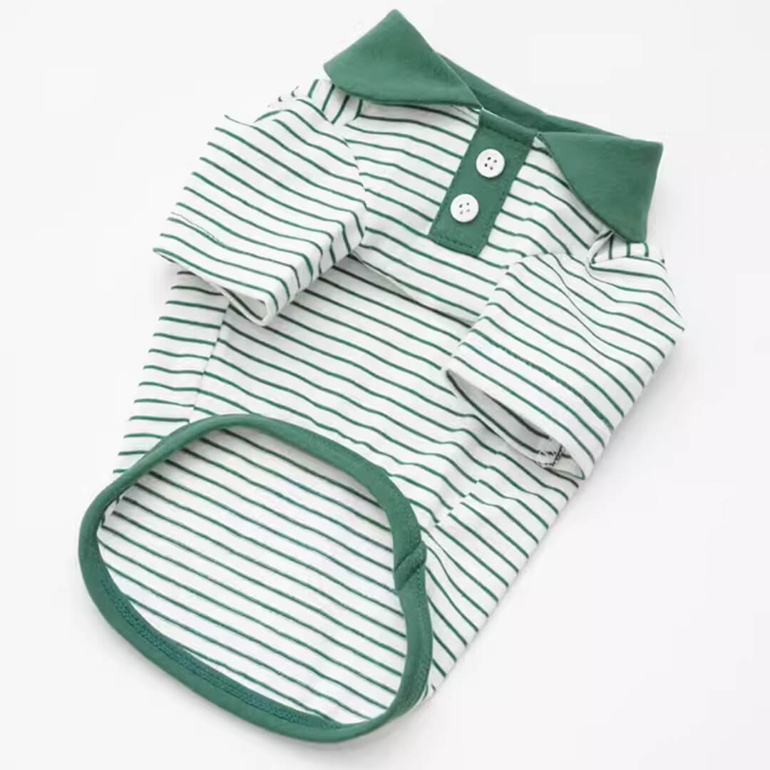 Green Striped Polo Shirt for Cats | MissyMoMo