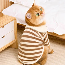 Load image into Gallery viewer, Cat in Brown Striped Shirt | Cat Clothes | MissyMoMo
