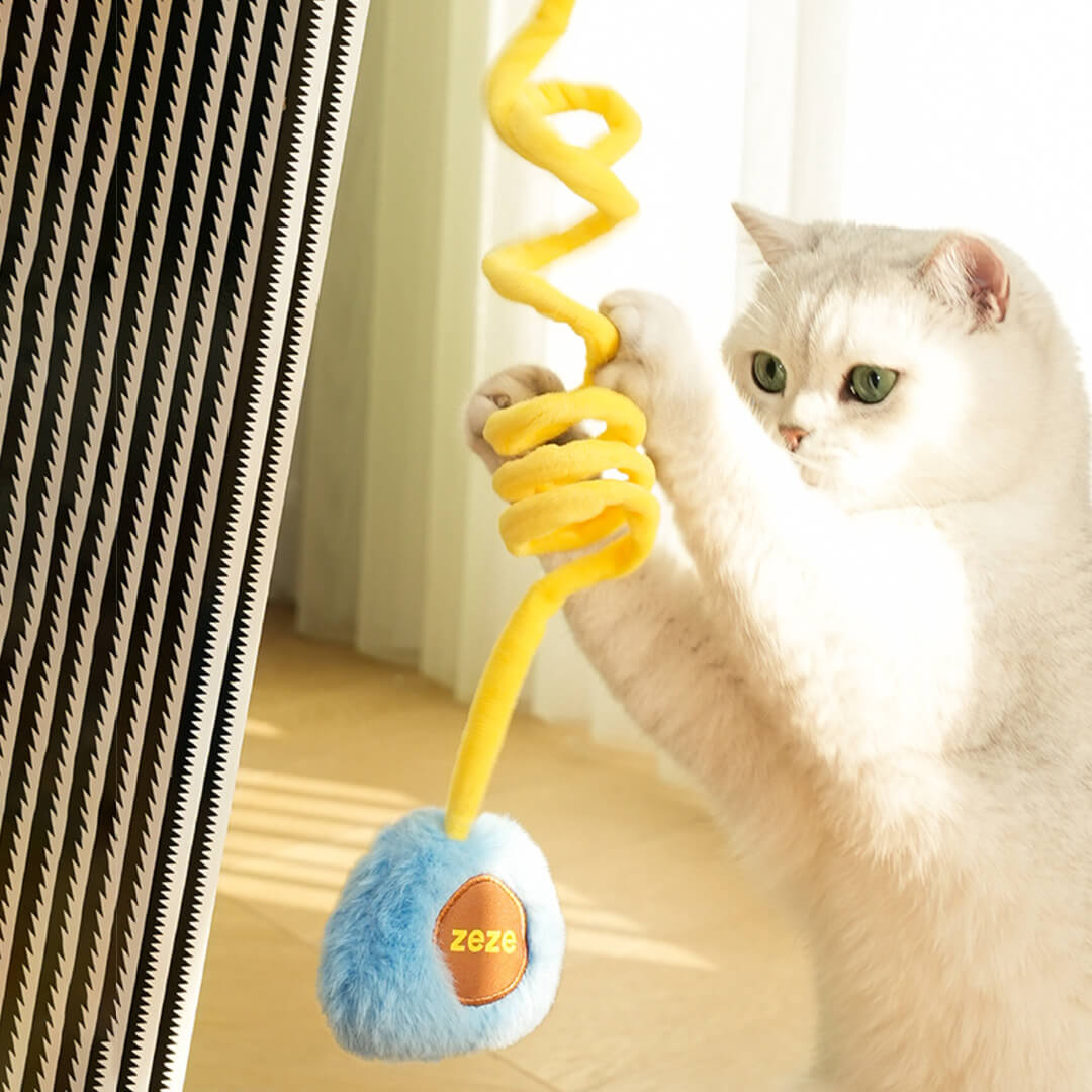 Cat Playing with Blue Plush Pillow Cat Toy | Cat Toys | MissyMoMo