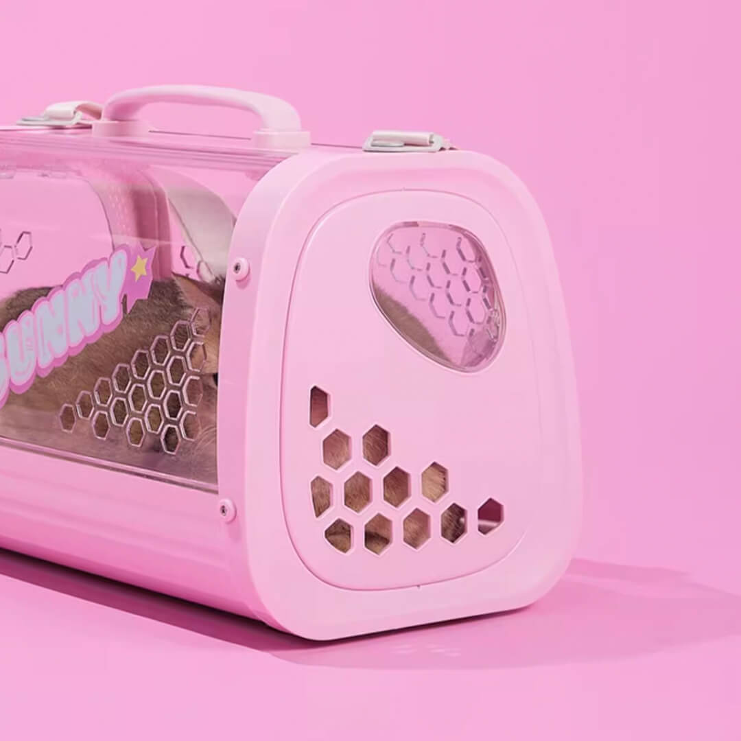 Ventilation of KittyMoMo Pink Clear Hard Cat Carrier | MissyMoMo