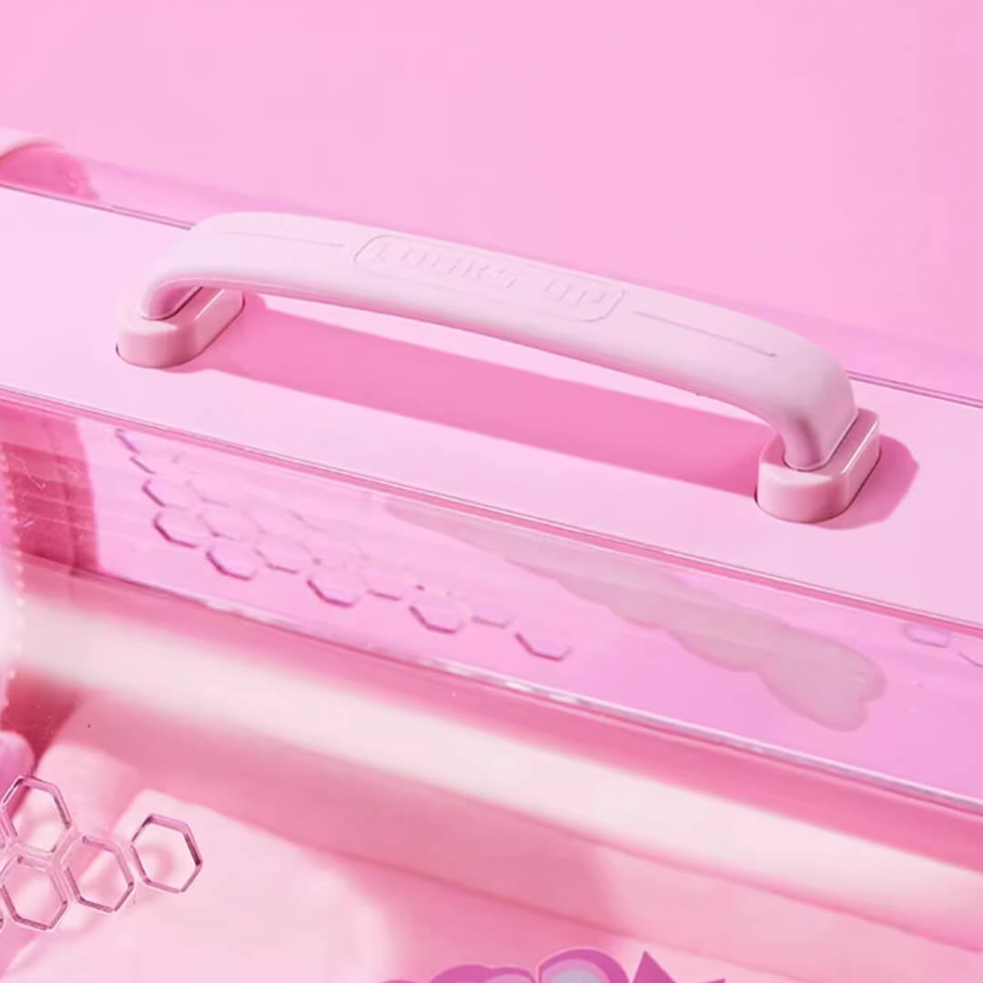 Sturdy Handle of KittyMoMo Pink Clear Hard Cat Carrier | MissyMoMo