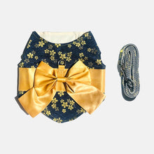 Load image into Gallery viewer, Kimono Style Cat Harness and Leash Set with Golden Bow | MissyMoMo
