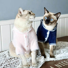 Load image into Gallery viewer, Pink And Navy Sailor Cat Cardigans On Cats | Matching Cat Sweaters | MissyMoMo
