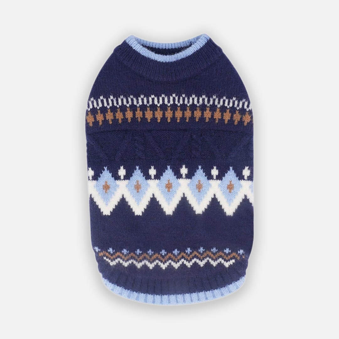 Fair Isle Navy Cat Sweater | Nordic Cat Sweater | MissyMoMo