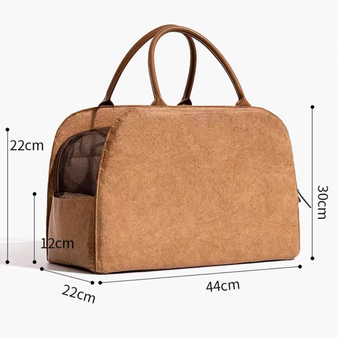 Dimensions of Brown Leather Cat Car Seat Carrier for Travel | MissyMoMo