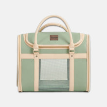 Load image into Gallery viewer, Vintage Green Leather Cat Carrier with Mesh for Travel &amp; Vet | MissyMoMo
