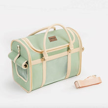 Load image into Gallery viewer, Vintage Green Leather Cat Carrier with Detachable Shoulder Strap | MissyMoMo
