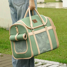 Load image into Gallery viewer, Carrying Vintage Green Cat Carrier for Vet Visits or Weekend Trips | MissyMoMo
