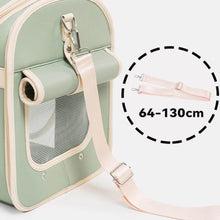 Load image into Gallery viewer, Beige Strap of Green Leather Cat Carrier | MissyMoMo
