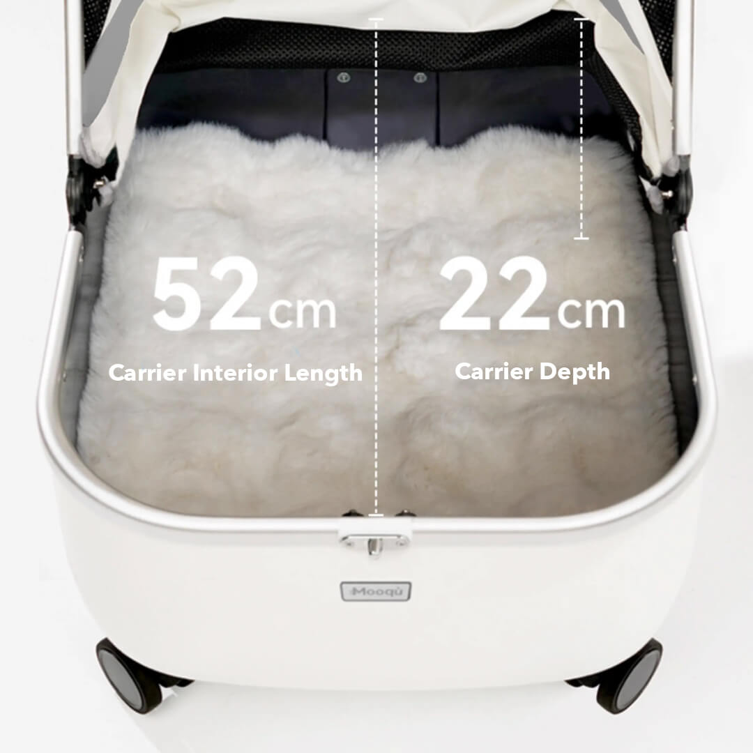 Measurements of White Cat Carrier with Wheels | Stylish Cat Stroller | MissyMoMo