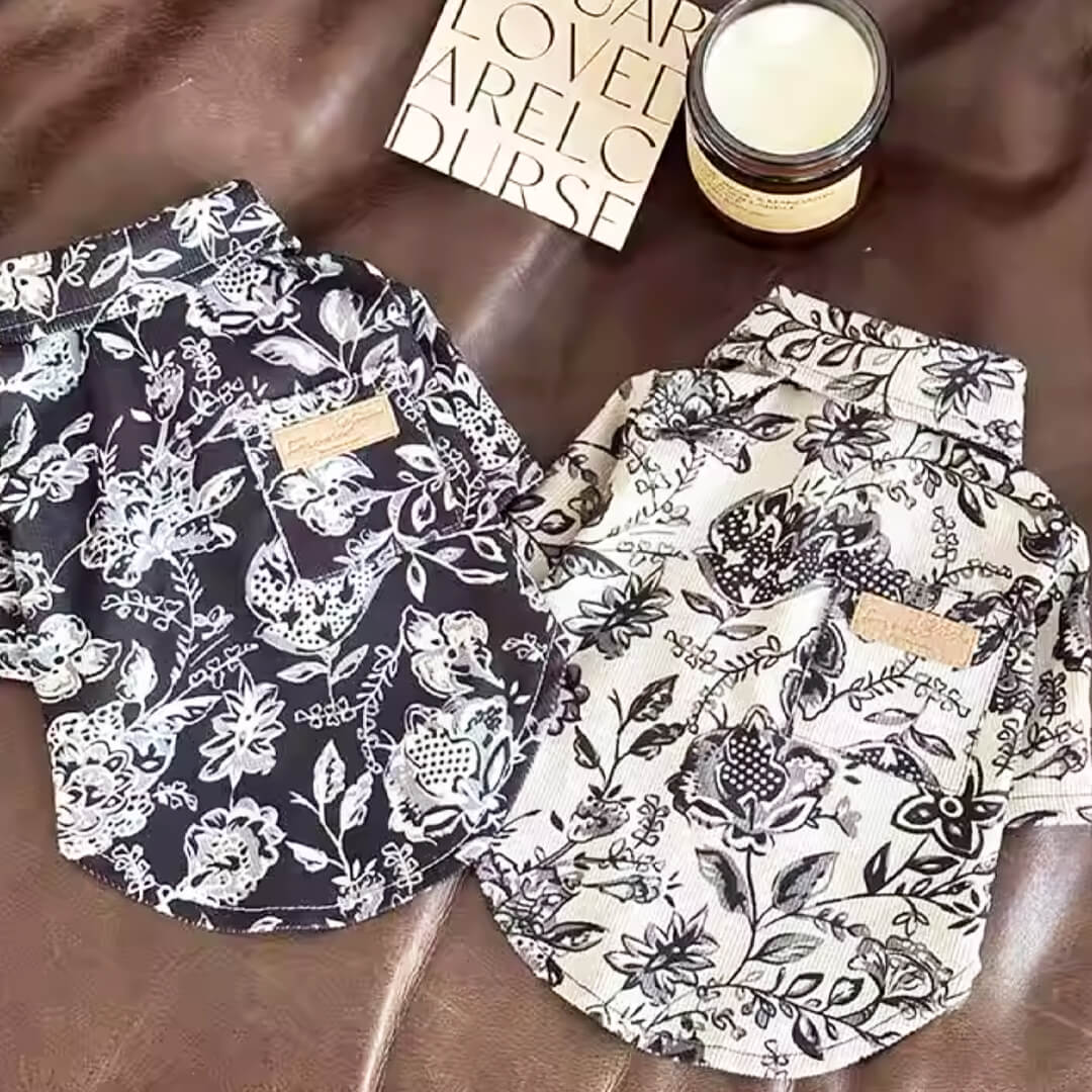 Napili Cat Shirt & Tie Sets | Corduroy Floral Shirts for Cats & Kittens | MissyMoMo