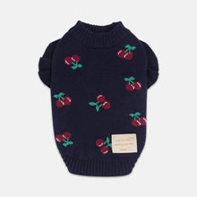 Load image into Gallery viewer, Navy Cherry Print Sweater for Cats &amp; Kittens | MissyMoMo
