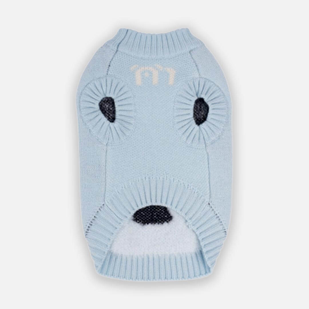 Light Blue Panda Cat Sweater Back Design | Panda Knit Cat Sweater | MissyMoMo