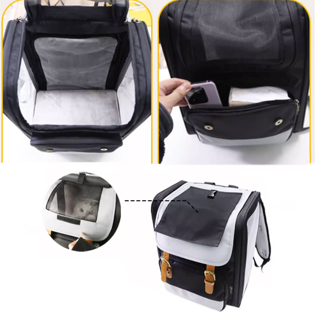 Features of Paw Voyager Black Expandable Cat Backpack | Soft Cat Carrier | MissyMoMo