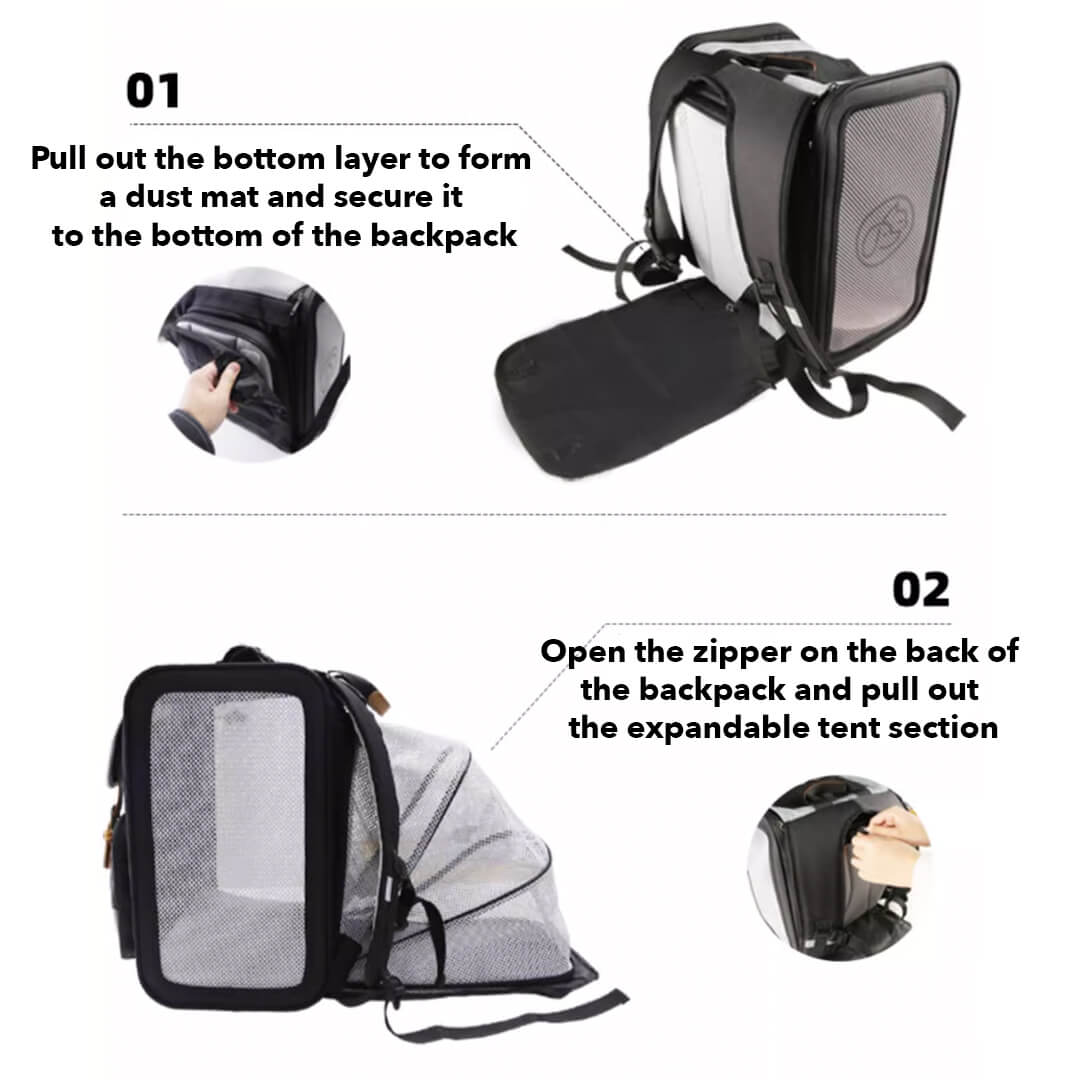 Features of Paw Voyager Black Expandable Cat Backpack | Soft Cat Carrier | MissyMoMo