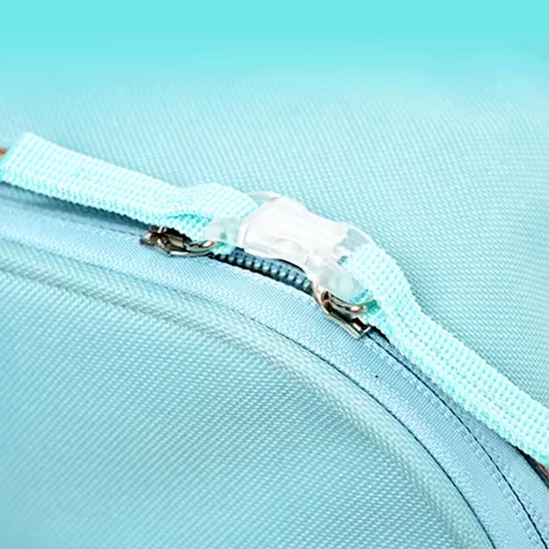 Zippers of Collapsible Blue Cat Backpack |  MissyMoMo