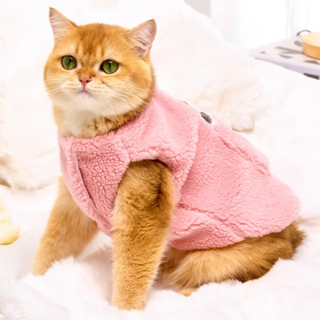 Cat in Pink Penguin Fleece Vest | MissyMoMo