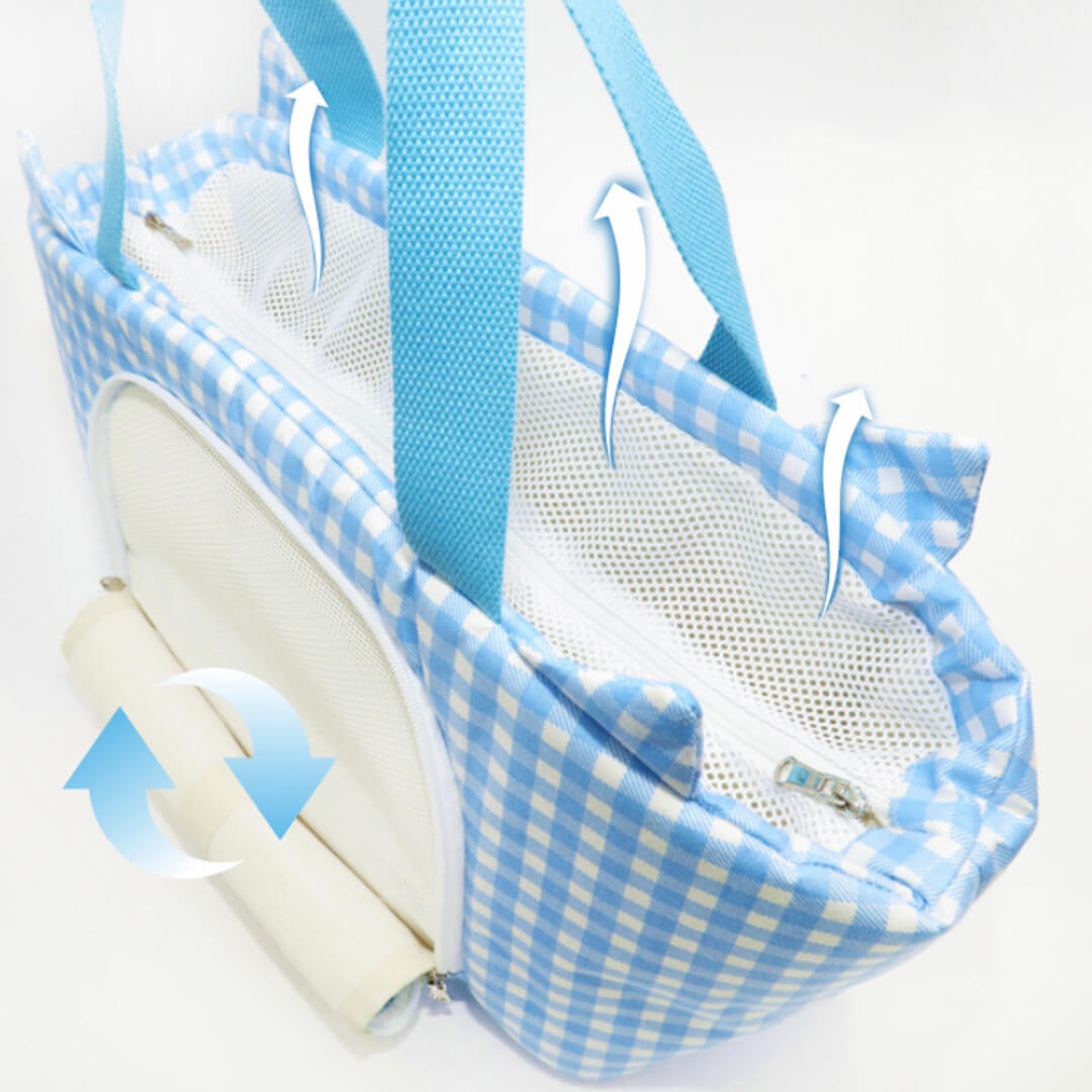 Interior View of Blue Gingham Petdora Cat Carrier | MissyMoMo
