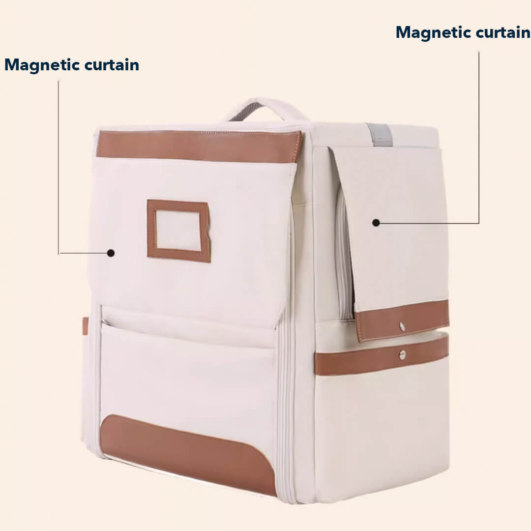 Beige Collapsible Leather Cat Traveling Backpack | MissyMoMo